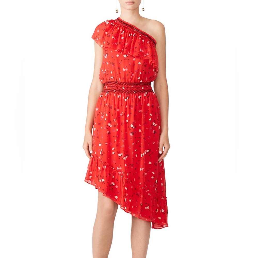 Joie Hafsa Floral Silk Dress in Matador Red Size M